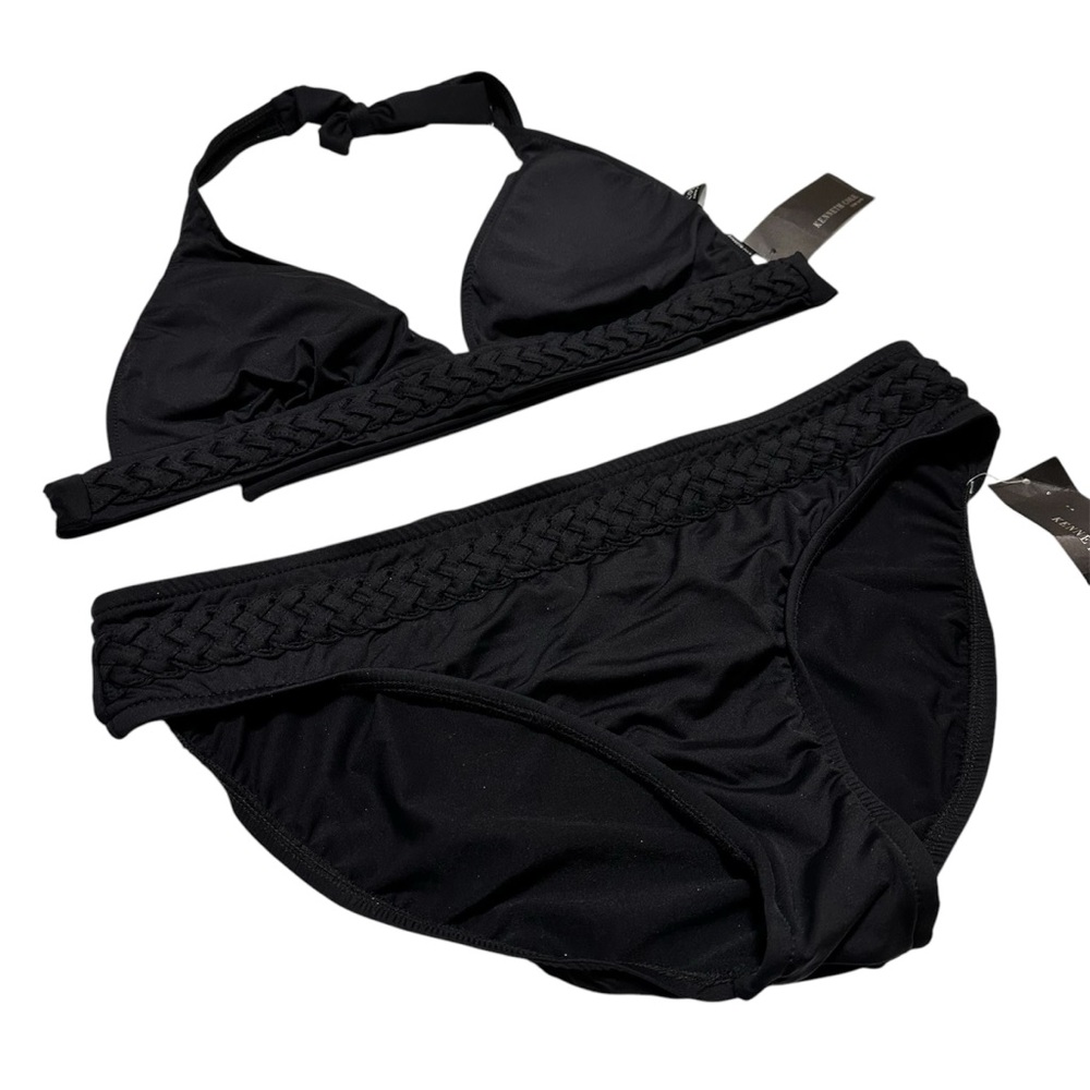 Kenneth Cole NWT Black Bikini Sleek Halter Style SZ L/XL